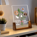 Personalized 1-7 Family Photos Flower Acrylic LED Night Light with Title Name and Wooden Base Daily Use Birthday Gift for Grandma