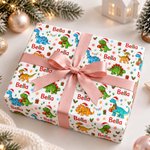 Personalized Santa Claus Gingerbread Man Wrapping Paper with Name Christmas Favor Packing Gift for Kids Friends Family
