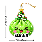 Decorazione da appendere in acrilico personalizzata con disegno artistico a effetto 3D raffigurante un raviolo, con nome e anno: decorazione natalizia per l’albero, regalo di Natale per bambini