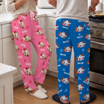 Pantaloni da pigiama morbidi con motivo natalizio personalizzato a forma di gnocchetti in stile cartone animato, con nome; ideali per l'uso quotidiano, come regalo di compleanno o di Natale per la fam