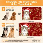 Personalized Watercolor Christmas Pet Photo PU Leather Waterproof Pet Feeding Mat with Name Daily Use Christmas Gift for Pet Owner