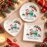 Personalized Santa Hat Sea Glass Character Holly Gold Rim Ceramic Trinket Jewellery Dish with Text and Name Christmas Gift for Sisters Friends