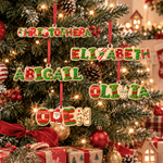 Personalized Christmas Letter Name Bow Santa Hat Wooden Ornament Home Decor Christmas Gift for Kids Family Friends