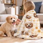 Personalized Pet Photo Checkered Pattern Soft Throw Blanket with Name Birthday Christmas Gift for Pet Owners Lovers Kids