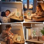 Personalized 1-7 Family Photos Flower Acrylic LED Night Light with Title Name and Wooden Base Daily Use Birthday Gift for Grandma