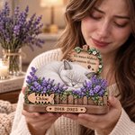 Personalisierte Haustier Gedenktafel aus Echtholz | mit Namen & Datum | Tischdeko in 3D-Optik | Beileidsgeschenk für Hundebesitzer & Katzenfreunde