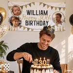 Cartel de cumpleaños personalizado con fotos de los momentos más importantes, desde la infancia hasta la edad adulta, con nombre y edad; decoración de fondo para fiestas; regalo de cumpleaños para pad 2