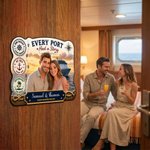 Personalised Cruise 3D Animation Style Photo Door Magnet with Text and Year Home Decor Family Reunion Cruise Travel Birthday Gift for Couple Family