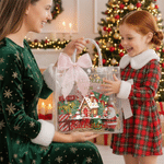 Personalized Snowman Santa Christmas Theme Clear Gift Bag with Name Party Christmas Gift for Family Kids
