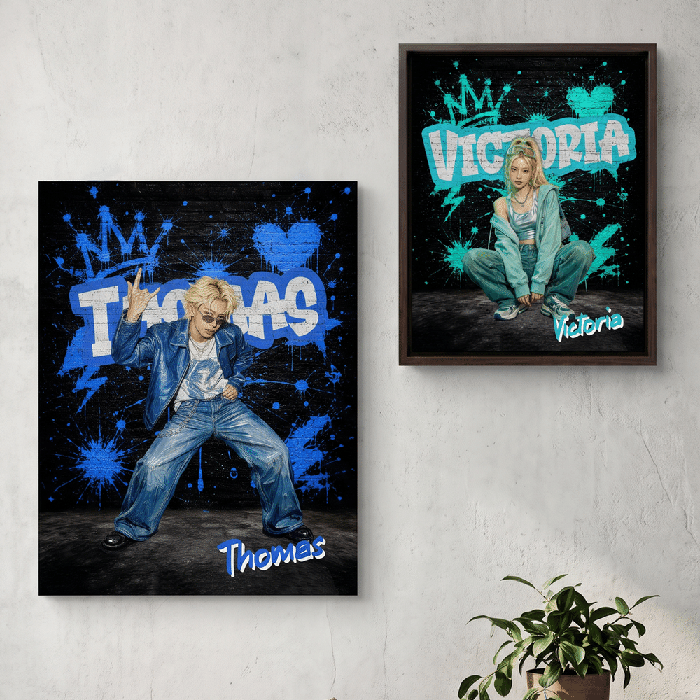 Personalised Graffiti Art Style Photo Canvas Prints with Name Home Decor Birthday Gift for Graffiti Lovers 4