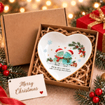 Personalized Santa Hat Sea Glass Character Holly Gold Rim Ceramic Trinket Jewellery Dish with Text and Name Christmas Gift for Sisters Friends