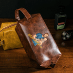 Borsa da toilette personalizzata in similpelle PU in stile fumetto con nome sul manico – Accessori da viaggio – Regalo di compleanno o di Natale per papà, uomo, marito