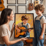 Personalized Guitar Performance Oil Painting Style Photo Canvas Prints with Name Home Decor Ship from USA Birthday Gift for Music Lovers