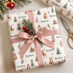 Personalized Santa Claus Gingerbread Man Wrapping Paper with Name Christmas Favor Packing Gift for Kids Friends Family