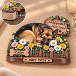 Personalisierte Haustier Gedenktafel aus Echtholz | mit Namen & Datum | Tischdeko in 3D-Optik | Beileidsgeschenk für Hundebesitzer & Katzenfreunde