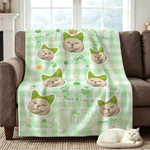 Personalized Pet Photo Checkered Pattern Soft Throw Blanket with Name Birthday Christmas Gift for Pet Owners Lovers Kids