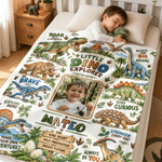 Coperta morbida personalizzata con simpatico dinosauro, nome e foto: decorazione per la cameretta e regalo di compleanno per bambini e ragazzi