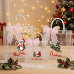 Personalized Snowman Santa Christmas Theme Clear Gift Bag with Name Party Christmas Gift for Family Kids