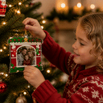 Personalized Christmas Stocking Red Window Family Photo Christmas Ornament Home Tree Decor Christmas Gift for Family
