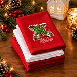 Servilleta navideña personalizada con iniciales, 100 % algodón, con nombre, decoración de mesa, regalo de Navidad para familiares y amigos 4
