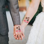 Personalized Funny Cartoon Face Portrait Waterproof Tattoo Stickers with Name and Date Set of 12 Wedding Party Favors Gift for Newlyweds Couple