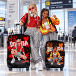 Personalized 3D-Effect Art Photo Graffiti Splash Luggage Cover Fits 18-32 Inches Suitcase with Name Travel Accessories Birthday Gift for Travelers