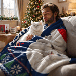Manta navideña personalizada y acogedora con foto de tu mascota y gorro de Papá Noel, con nombre; decoración para el hogar y regalo de Navidad para dueños de mascotas y amantes de los animales