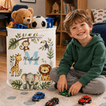 Gepersonaliseerde wasmand met grote capaciteit in de vorm van een junglebeest, met naam en initiaal – kinderkamerdecoratie en verjaardagscadeau voor kinderen