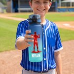 Personalised Multicolour Baseball Silhouette Water Bottle with Name and Number Daily Drinking Travel Birthday Gift for Teenagers Sports Lovers