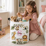 Gepersonaliseerde wasmand met grote capaciteit in de vorm van een junglebeest, met naam en initiaal – kinderkamerdecoratie en verjaardagscadeau voor kinderen