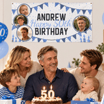Cartel de cumpleaños personalizado con fotos de los momentos más importantes, desde la infancia hasta la edad adulta, con nombre y edad; decoración de fondo para fiestas; regalo de cumpleaños para pad 7