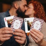 Personalized Argyle Checkerboard Photo Deck Playing Cards Iron Box Set with Date and Text Family Gathering Game Night Wedding Gift for Family Couple