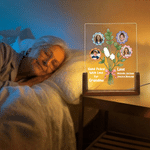 Personalized 1-7 Family Photos Flower Acrylic LED Night Light with Title Name and Wooden Base Daily Use Birthday Gift for Grandma