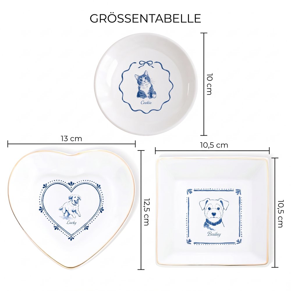 Personalisierte Schmuckschale mit Haustierporträt nach Foto | Blaumalerei Porzellan | Schlüsselschale | Erinnerung & Geburtstag Geschenk für Frauchen 6