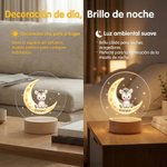 Luz nocturna LED personalizada de acrílico con base de madera animal de dibujos animados luna y nombre regalo de cumpleaños para niños