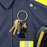 Personalized 3D-Effect Artwork Police Firefighter Theme Keychain with Photo and Name Retirement Christmas Gift for Police Firefighter Retiree