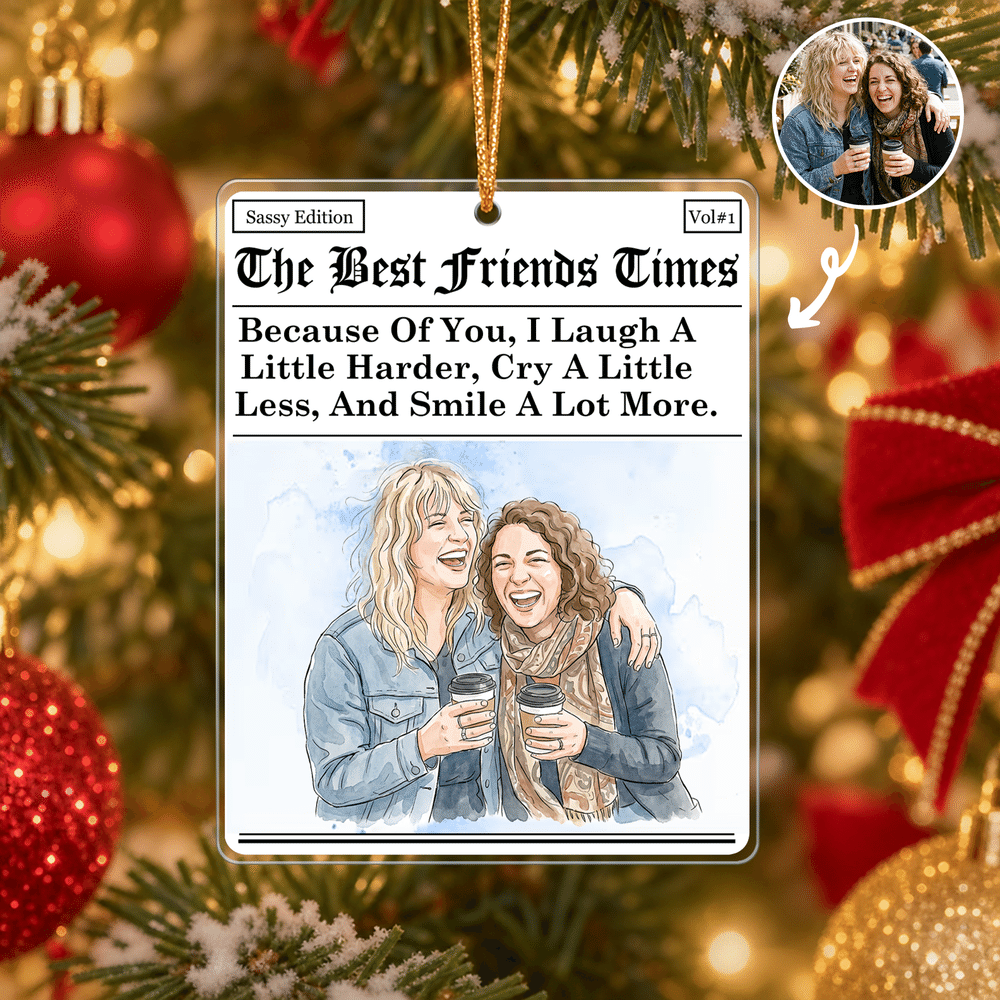 Personalised The Besties Times Watercolor Photo Acrylic Ornament with Title and Text Tree Decor Christmas Birthday Gift for Sister Friend 2