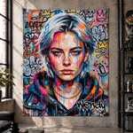 Manta suave personalizada con foto al estilo «graffiti urbano» y salpicaduras de tinta, con nombre, ideal como decoración para la habitación y como regalo de cumpleaños o Navidad para familiares y ami