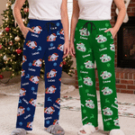 Pantaloni da pigiama morbidi con motivo natalizio personalizzato a forma di gnocchetti in stile cartone animato, con nome; ideali per l'uso quotidiano, come regalo di compleanno o di Natale per la fam