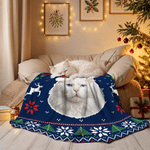 Manta navideña personalizada y acogedora con foto de tu mascota y gorro de Papá Noel, con nombre; decoración para el hogar y regalo de Navidad para dueños de mascotas y amantes de los animales