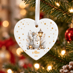 Personalized Christmas Theme Silver Snowman Star Heart Round Ceramic Ornament with Name and Year Christmas Holiday Gift for Family Friends
