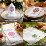 Personalisierte Halbleinen Servietten mit Barock-Monogramm & Namen | Wiederverwendbar | Tischdeko | Weihnachten Geschenk für Familie & Freunde