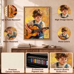 Personalized Guitar Performance Oil Painting Style Photo Canvas Prints with Name Home Decor Ship from USA Birthday Gift for Music Lovers