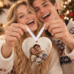 Personalized Oil Painting Style Photo Ceramic Ornament with Name Home Decor Anniversary Gift for Couple