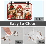 Personalized Cute Christmas Pet Portrait Pet Feeding Mat with Photo Home Decor Christmas Gift for Family Pet Owners