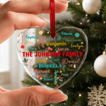 Personalised Family Name Word Cloud Christmas Glass Ornament with Name Home Decor Christmas Gift for Family Friends