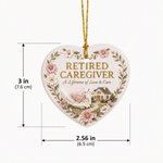 Personalised Occupation Flower Frame Heart Shaped Ceramic Christmas Ornament with Name Holiday Decor Retirement Gift for Retirees Coworkers