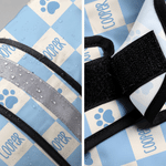 Personalized Classic Plaid Paw Print Waterproof Dog Raincoat with Name and Reflective Stripe Outdoor Essential Birthday Gift for Pet Owners