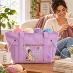 Borsa tote personalizzata in maglia, con motivo "Relax Repeat", disegno acquerellato, personaggio, foto, all'uncinetto e in velluto a coste, con nome; regalo di compleanno per l'uso quotidiano, per gl 3