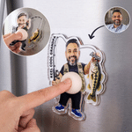 Personalized 3D-Effect Artwork Fishing Dad Squishy Belly Fridge Magnet Photo Stress Relief Acrylic Magnet Birthday Father's Day Gift for Man